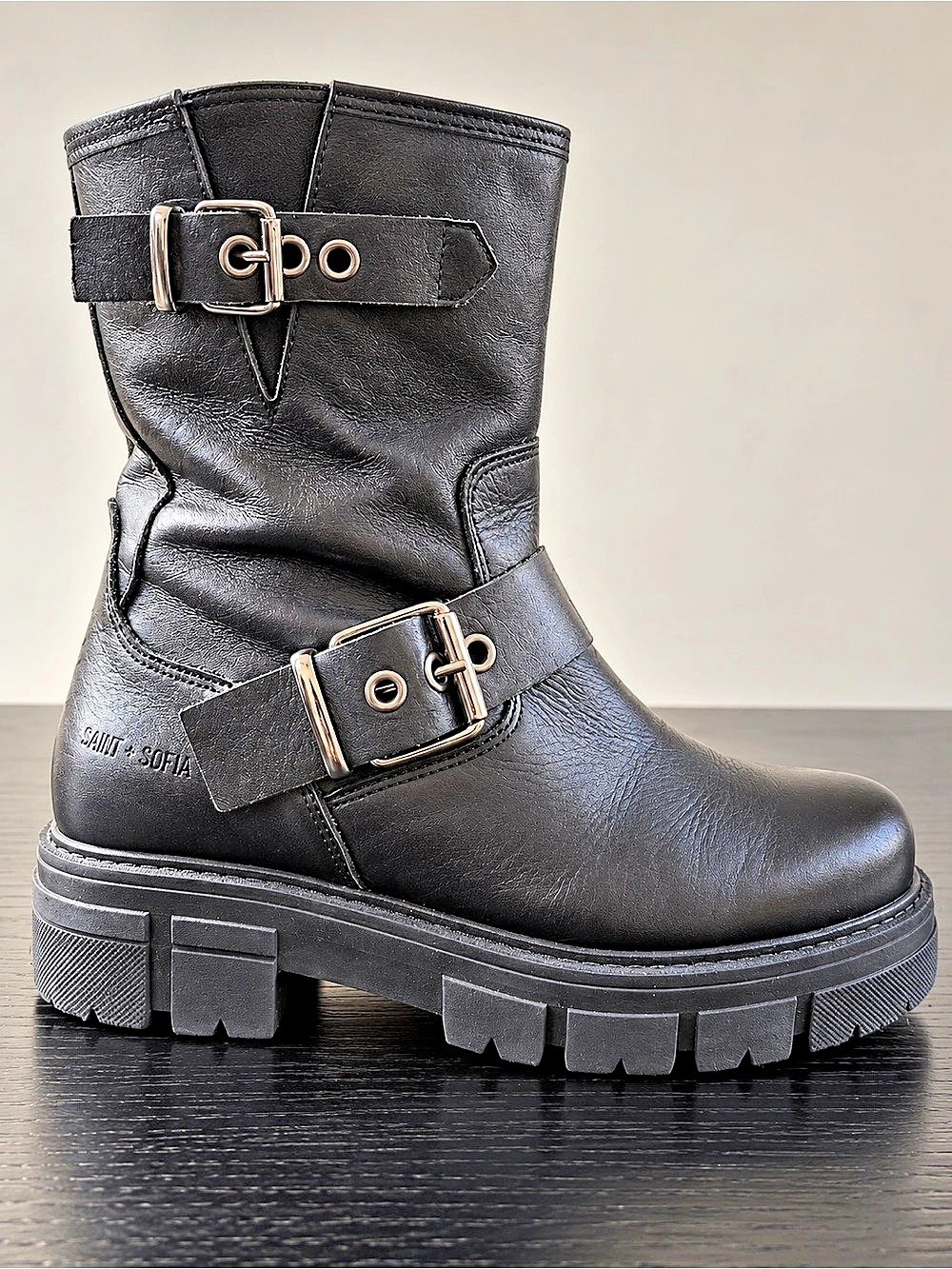 Saint + Sofia Black Leather Biker Boots – US 7 / EU 38 – Barely Worn
